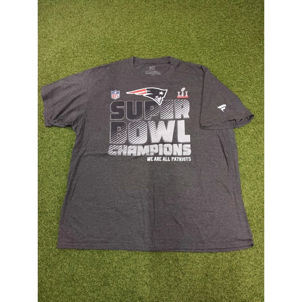 NFL Fanatics New England‎ Patriots T Shirt Mens 2XL Gray Super Bowl Champion